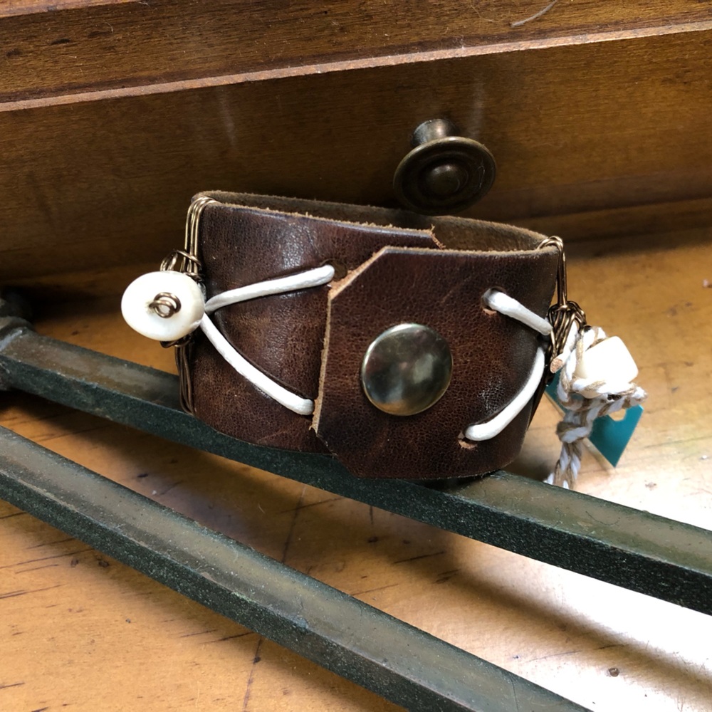 Dream Big Leather Cuff Bracelet View 4